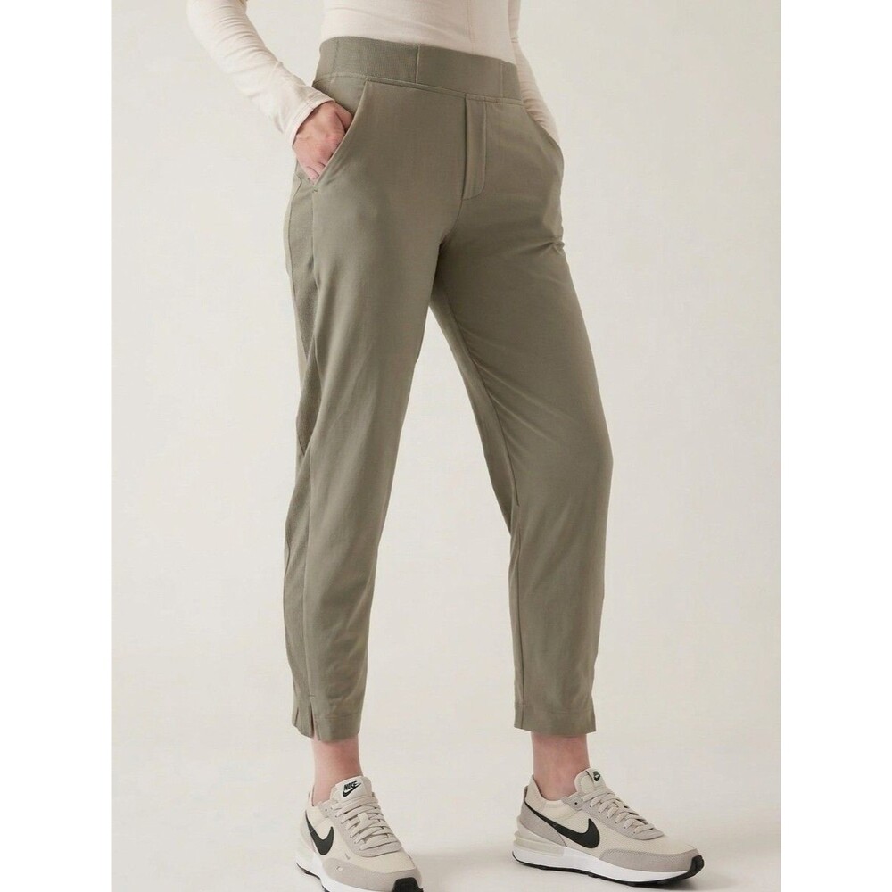 Athleta Brooklyn Ankle Pants Womens Sz 2 Pull On Olive Green Athleisure Stretch
